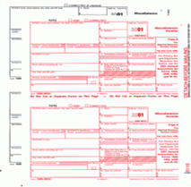 1099 tax forms in red print