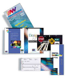 four colored brochures